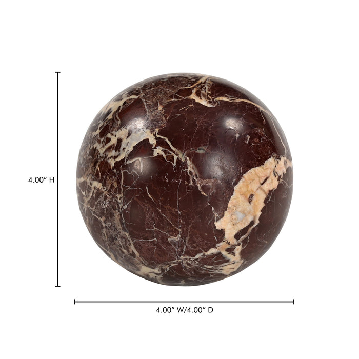 Odessa - Sphere Tabletop Accent - Red / Levanto Marble