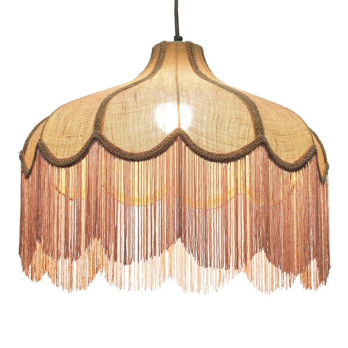Buchanan - Jute Fringed Scalloped Pendant Light - Pink
