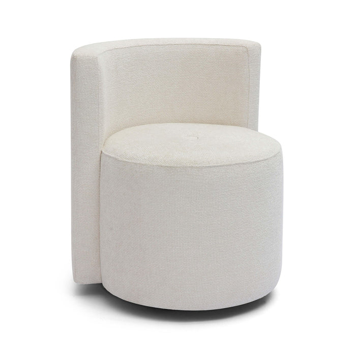 Alyssa - Chenille Rolling Desk Chair - Cream