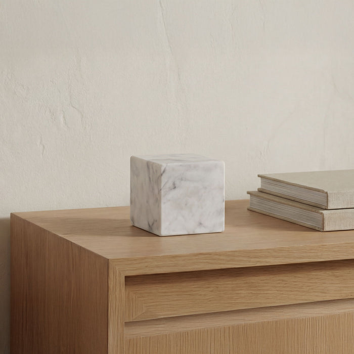 Cora - Cube Tabletop Accent - Purple / White Marble