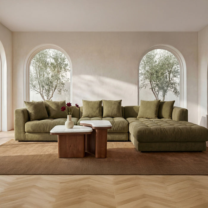 Davie - Left Arm Facing Chair - Olive Green