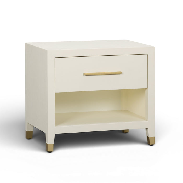 Dani - Faux Shagreen Nightstand With Drawer - Cream