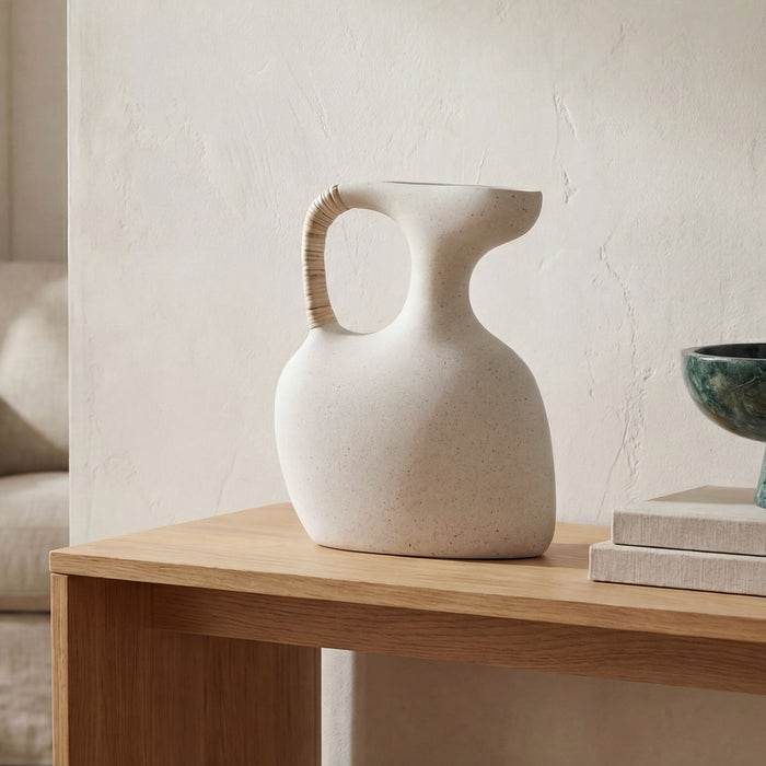 Vila - 13" Sculptural Vessel - Cream / White
