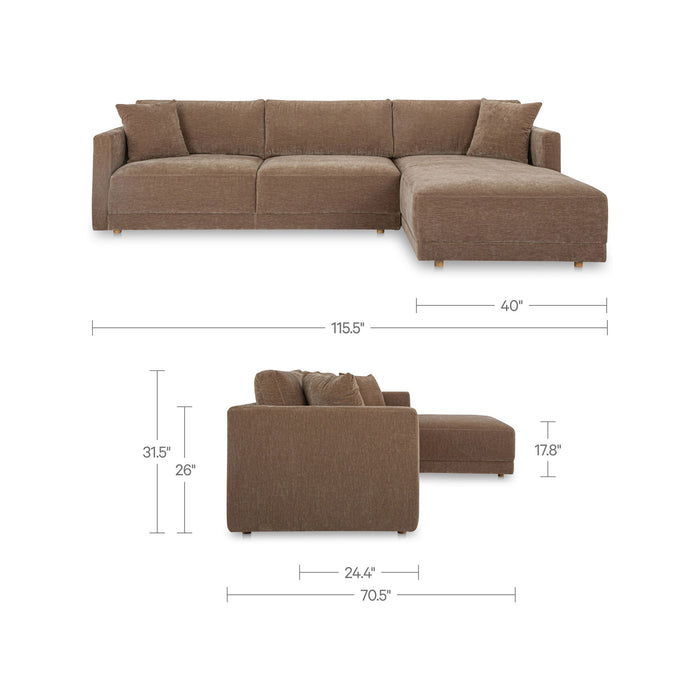 Bryn - Sectional Camel Right Stationary Sofa - Camel
