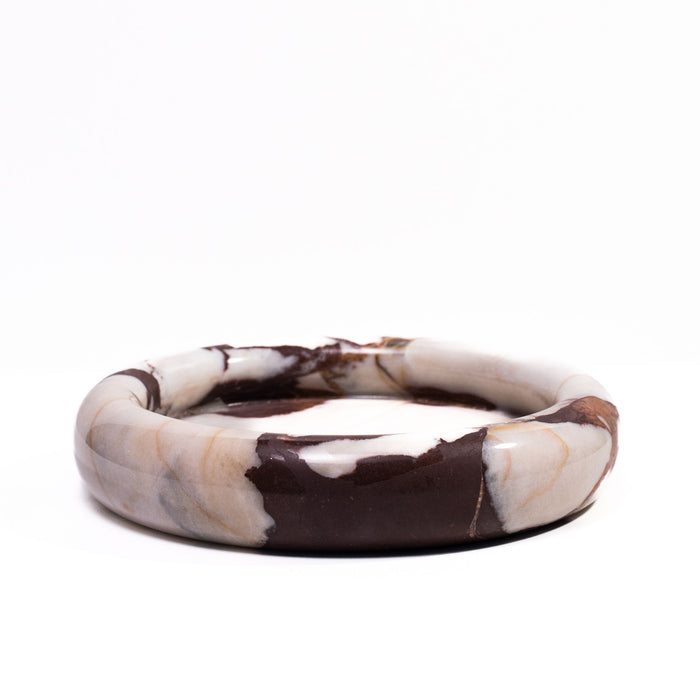 Marble Round Edged Catch-All - Breccia White Brown