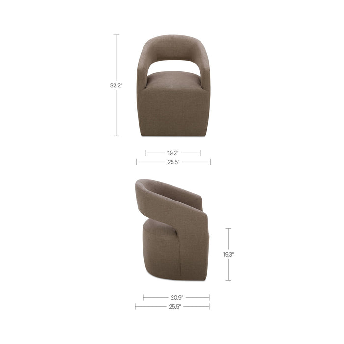 Barrow - Rolling Dining Chair - Soft Taupe / Tan