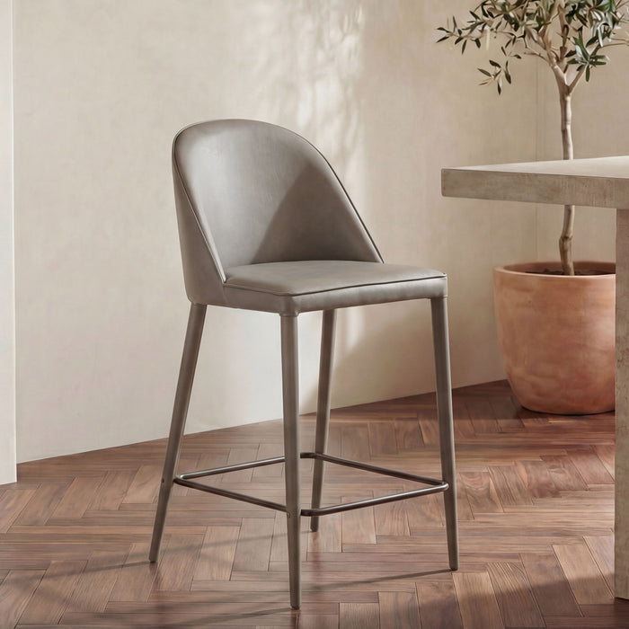 Burton - Counter Stool Vegan Leather - Gray / Blue