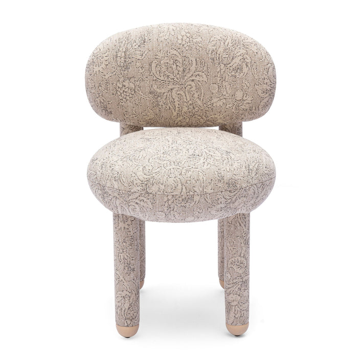 Manu - Floral Jacquard Dining Chair - Neutral