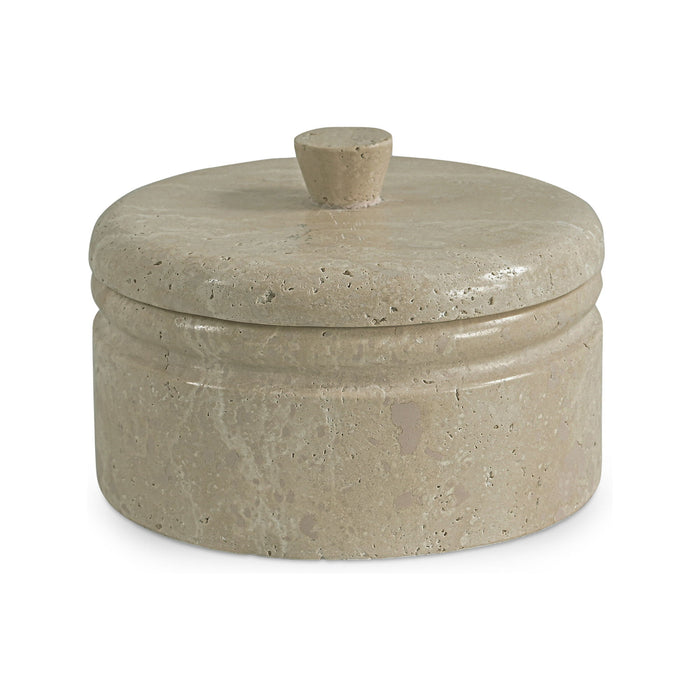 Valencia - Round Travertine Box - Beige