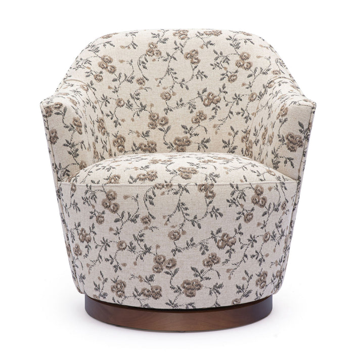 Skyla - Floral Jacquard Swivel Accent Chair - Beige