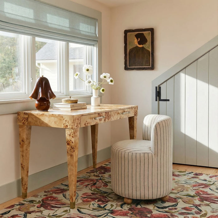 Hakuna - Striped Linen Desk Chair - Black / White