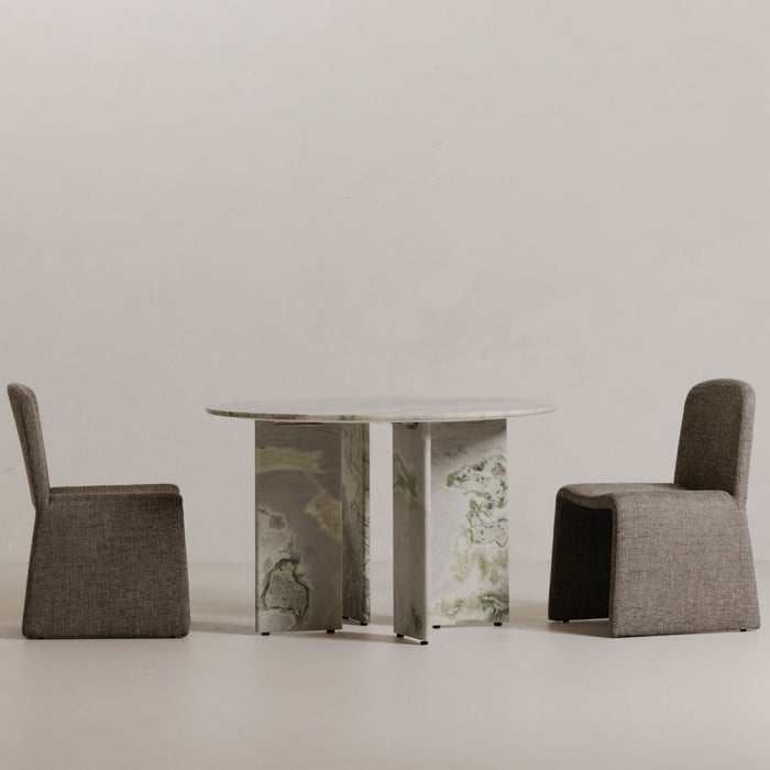 Celia - Round Dining Table - Green / Onyx Marble