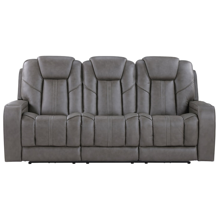 Daniel - Triple Power Leather Theater Sofa - Gray