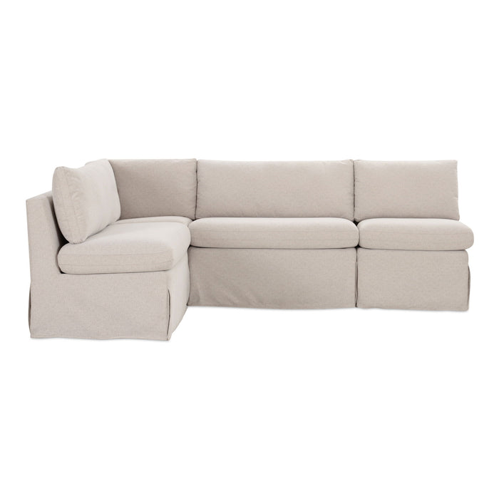 Fable - Slipcover Dining Banquette L-Shape Sectional With Slipper Chair - Beige