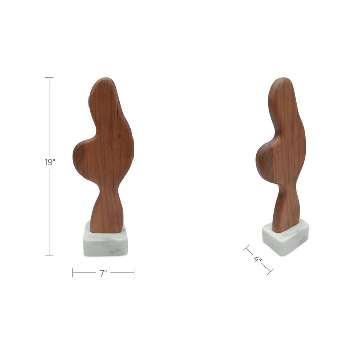 Eon - Wood And Marble Sculpture 1 - Brown