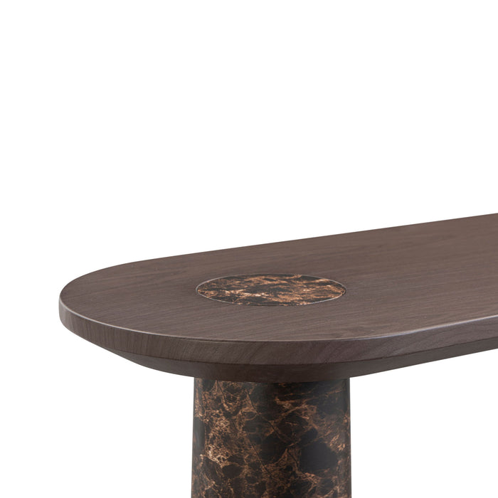 Braya - Faux Emperador Marble Console Table - Dark Brown