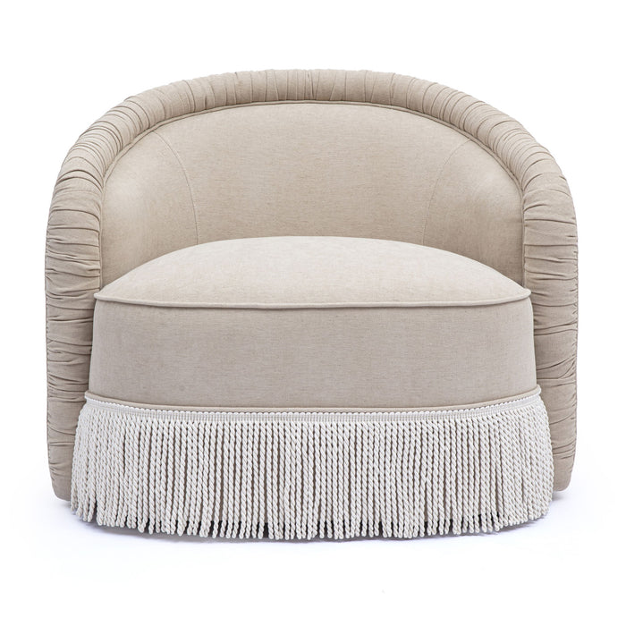 Pamela - Chenille Tassel Lounge Chair - Tan