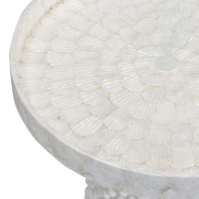 Coast - Seashell Round Side Table - Pearl White