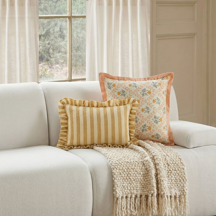 Dolce - 20" Natural Cotton Throw Pillow, Cover - Blush Pink