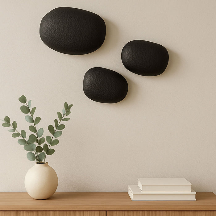 Breton - Cast Aluminum Wall Sculpture (Set of 3) - Black