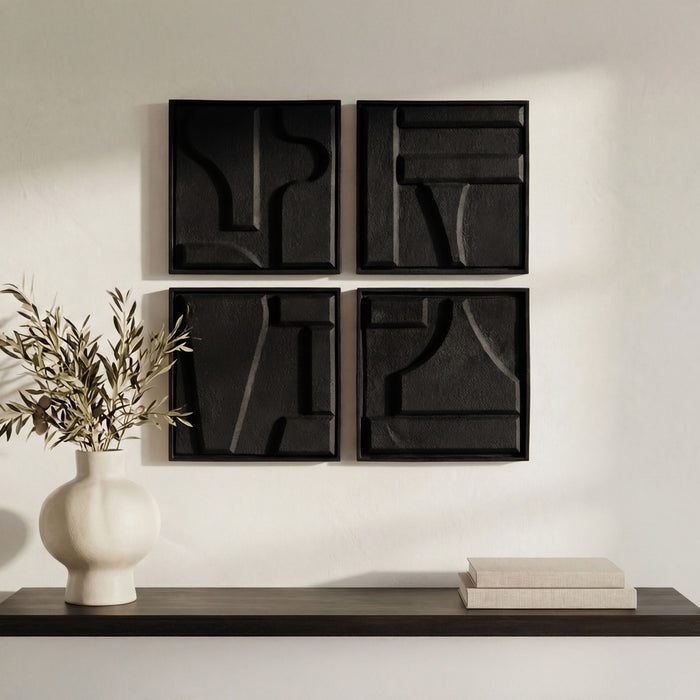 Alva - Wall Sculpture (Set of 4) - Black