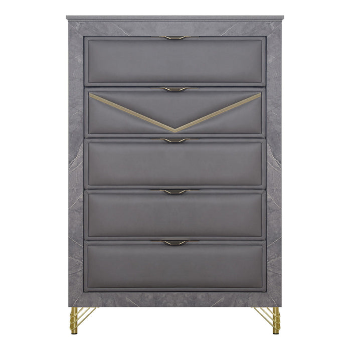 Symmetry - 5 Drawer Chest - Charcoal