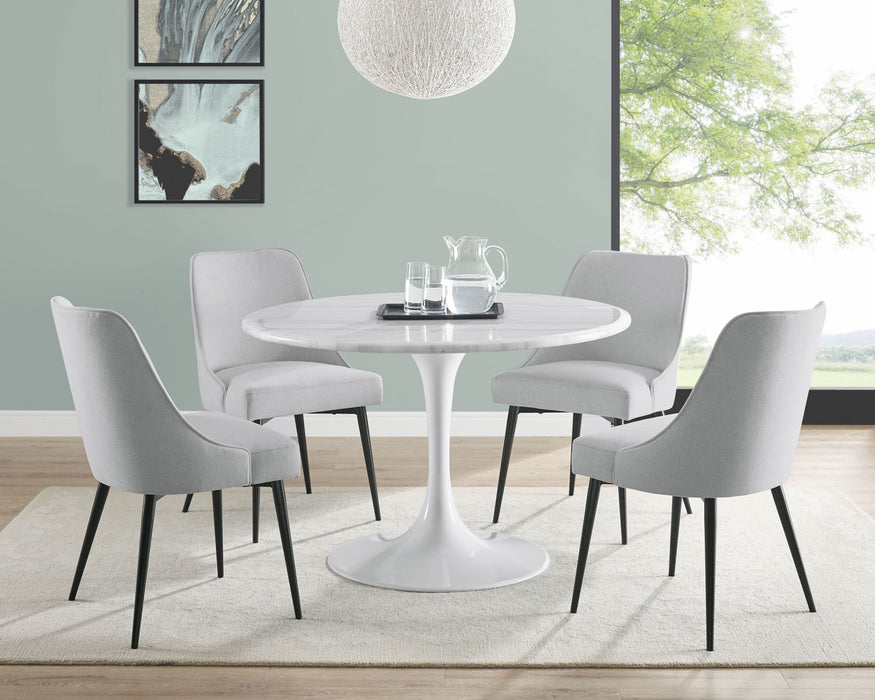 Colfax - White Marquina Marble Dining Set
