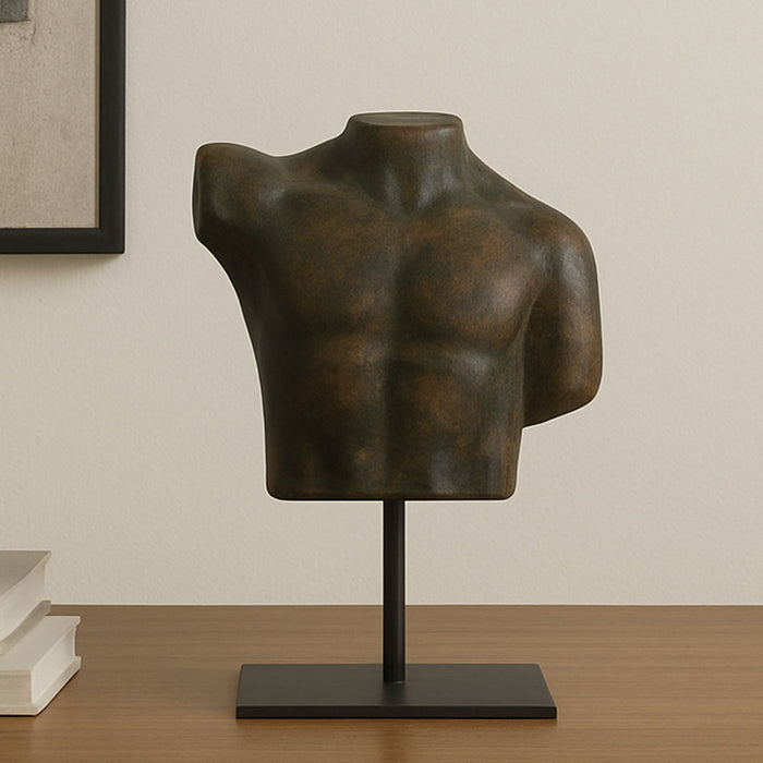Victor - Cast Aluminum Sculpture - Dark Green Patina / Brown