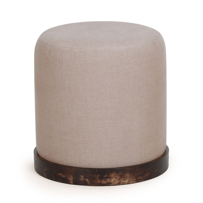 Como - Burl and Cotton Jute Designer Accent Stool - Peach