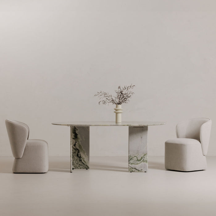 Celia - Oval Dining Table - Green / Onyx Marble