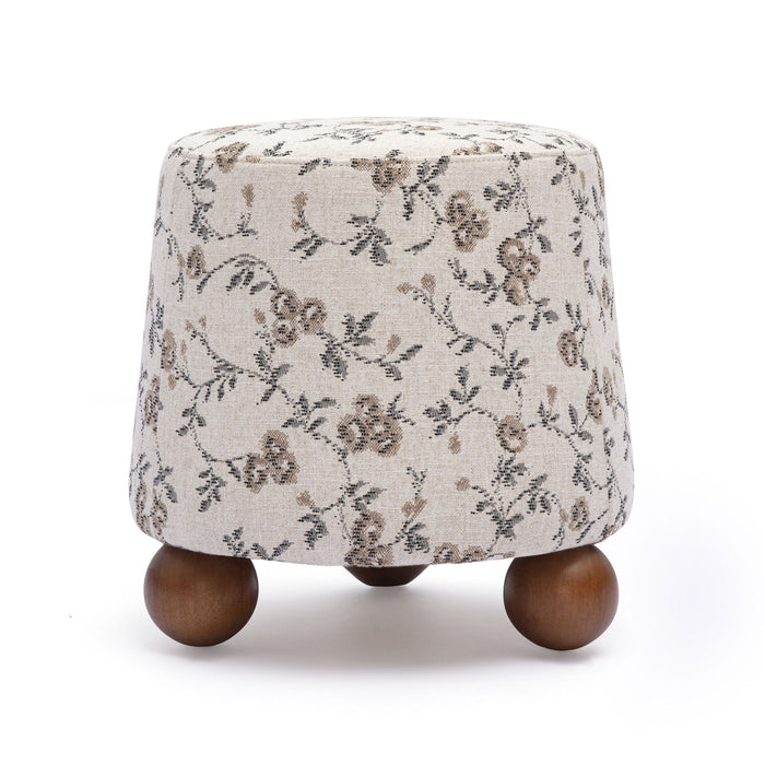 Jaine - Floral Jacquard Ottoman - Beige