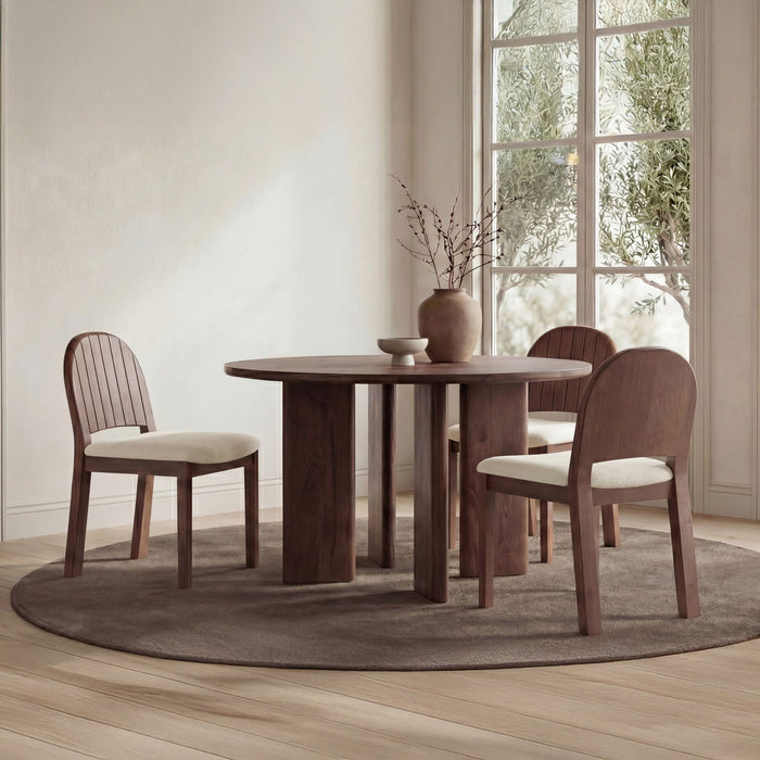 Emil - Dining Chair (Set of 2) - Cream / White / Dark Brown