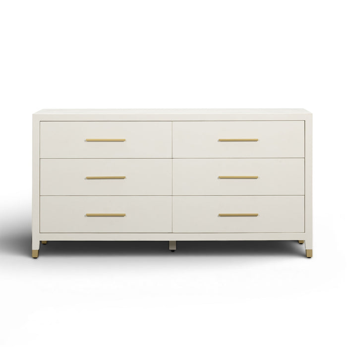 Dani - Faux Shagreen 6-Drawer Dresser - Cream