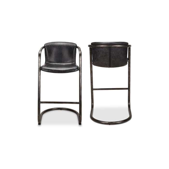 Freeman - Leather Barstool (Set of 2) - Onyx Black