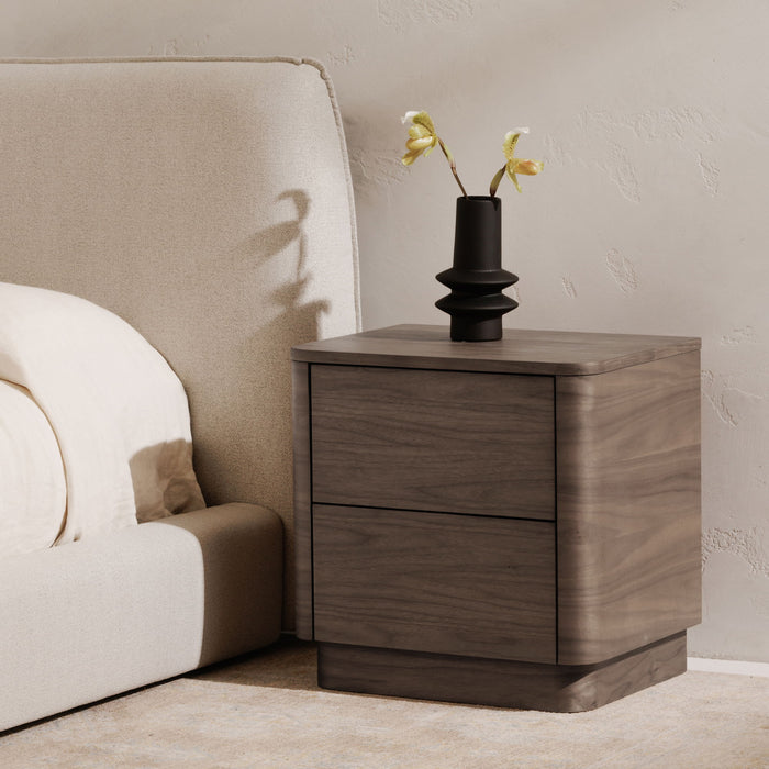 Round Off - Tall Nightstand - Walnut