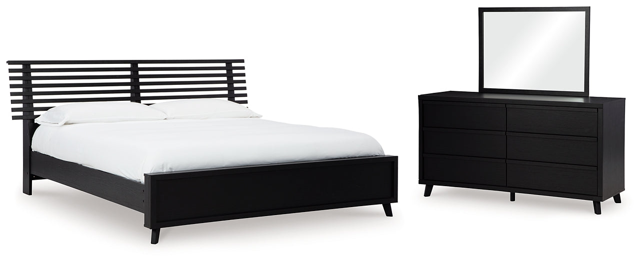 Danziar King Slat Panel Bed, Dresser and Mirror