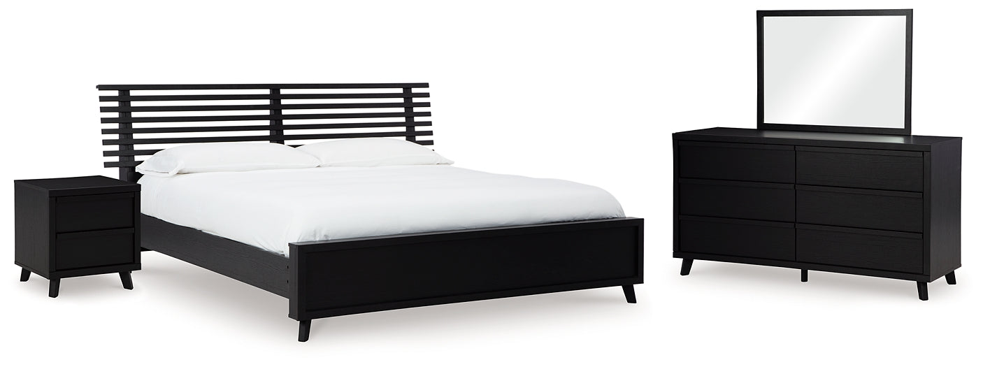 Danziar King Slat Panel Bed, Dresser, Mirror and Nightstand