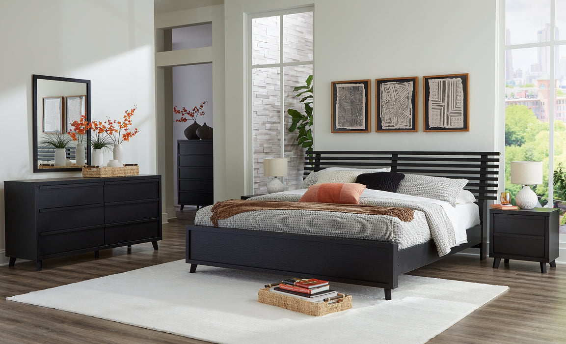 Danziar King Slat Panel Bed, Dresser, Mirror and Nightstand