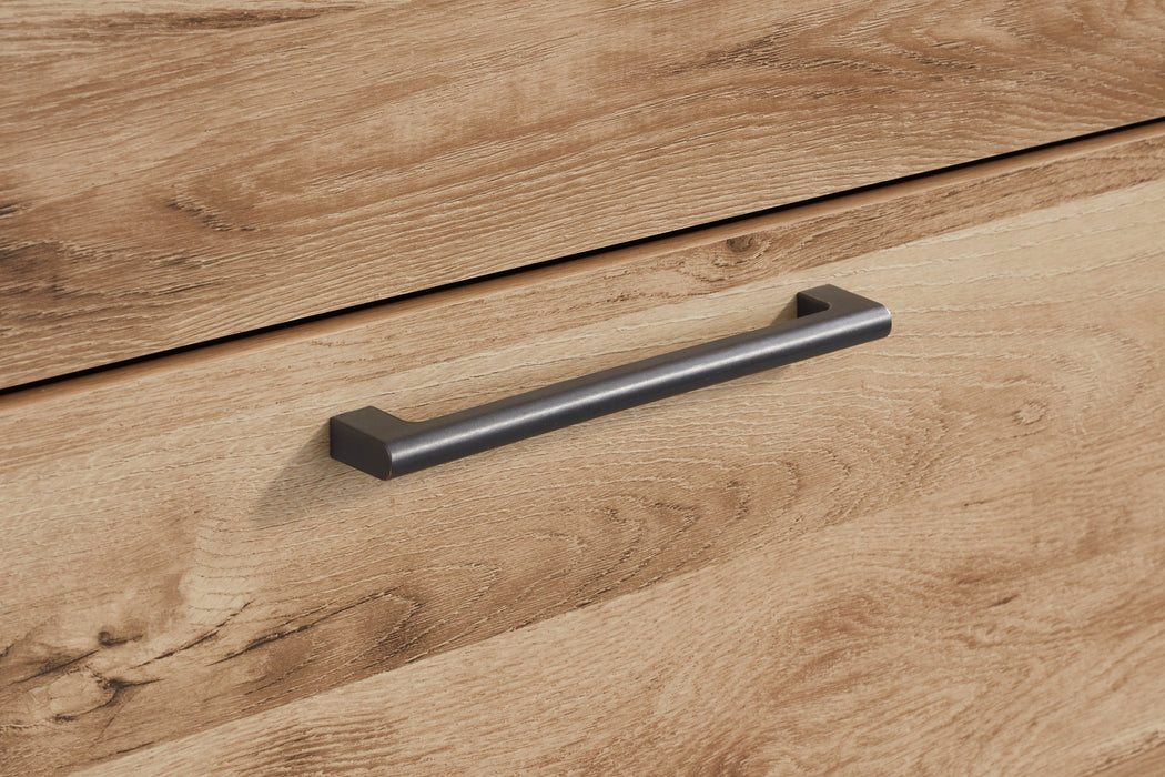 Hyanna King Panel Storage Bed with 2 Under Bed Storage Drawers, Dresser, Mirror and Nightstand