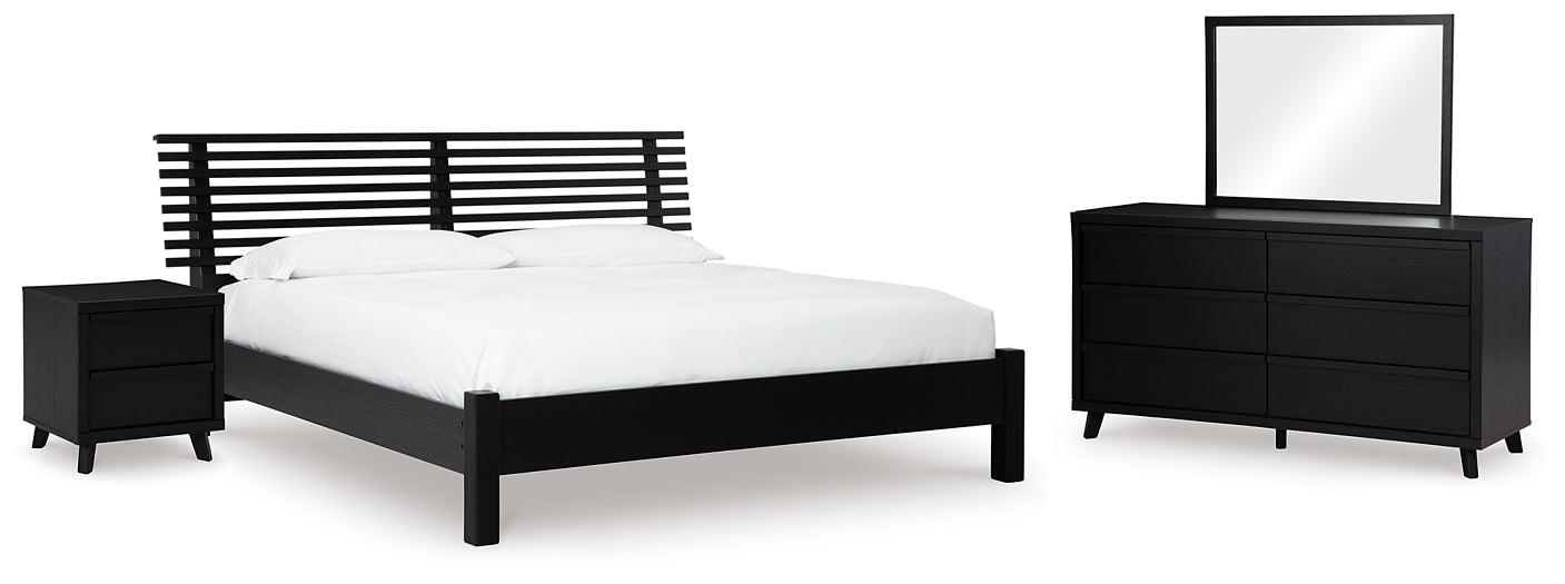 Danziar King Slat Panel Bed, Dresser, Mirror and Nightstand