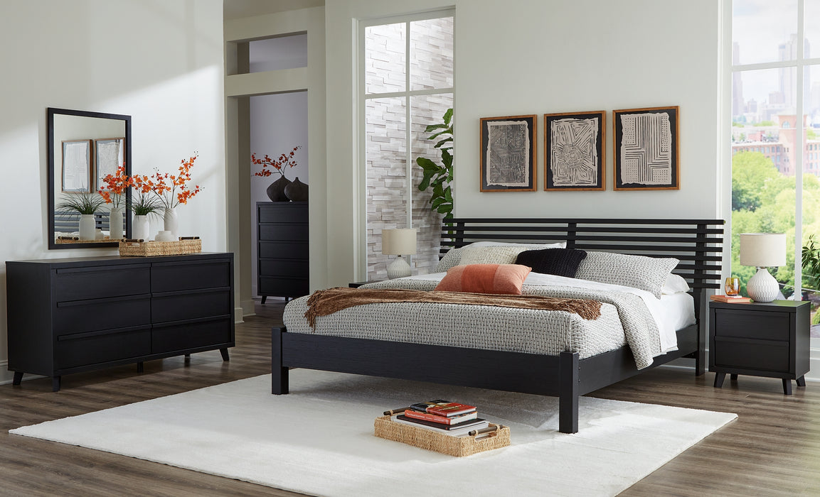 Danziar King Slat Panel Bed, Dresser, Mirror and Nightstand