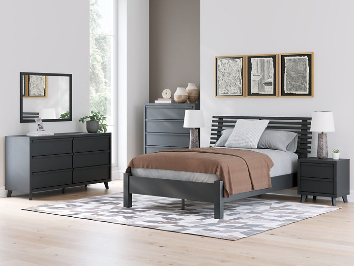 Danziar Queen Slat Headboard, Dresser, Mirror, Chest and Nightstand