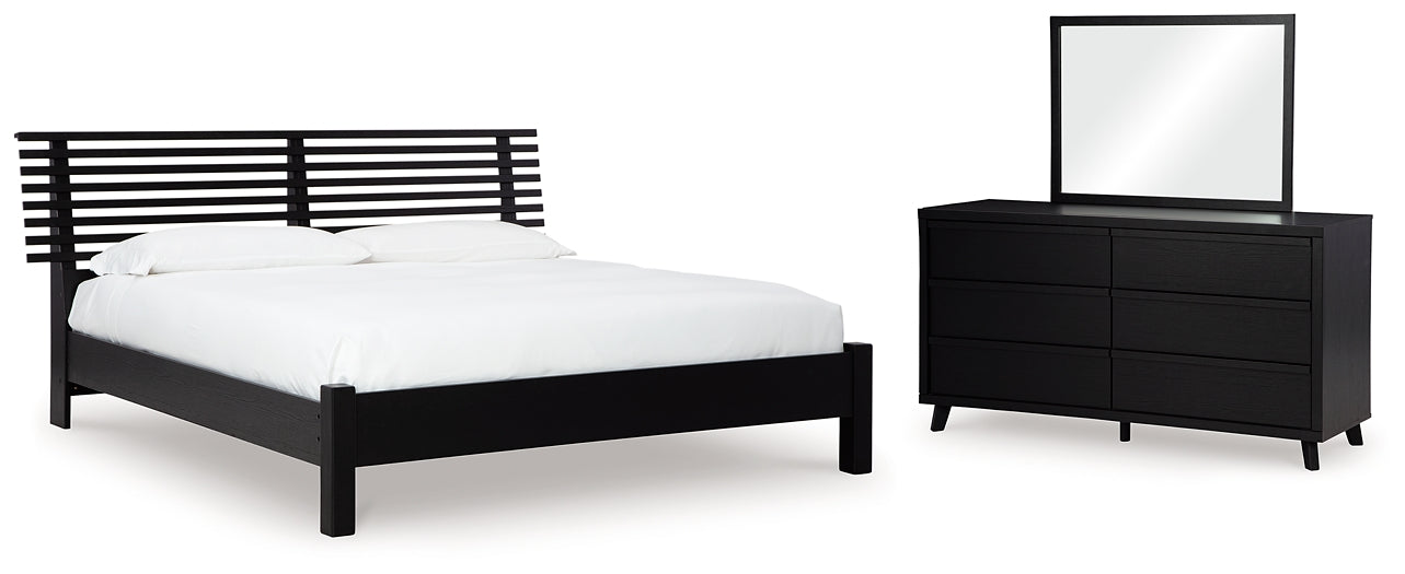 Danziar King Slat Panel Bed, Dresser and Mirror