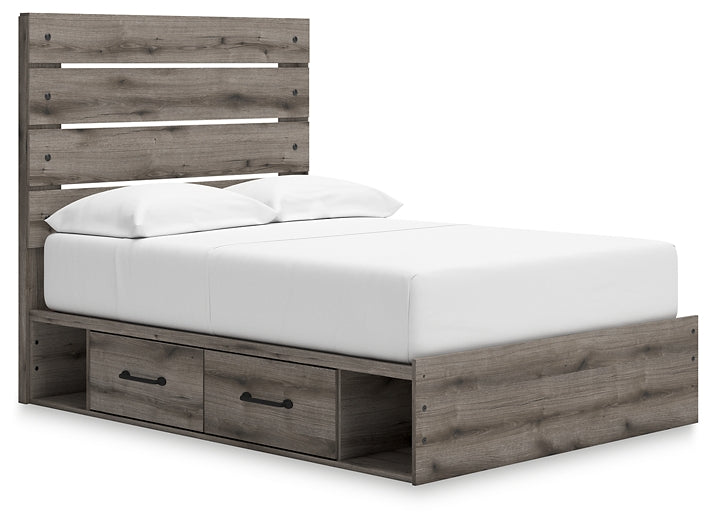 Graystorm Full Panel Storage Bed, Dresser, Mirror and Nightstand