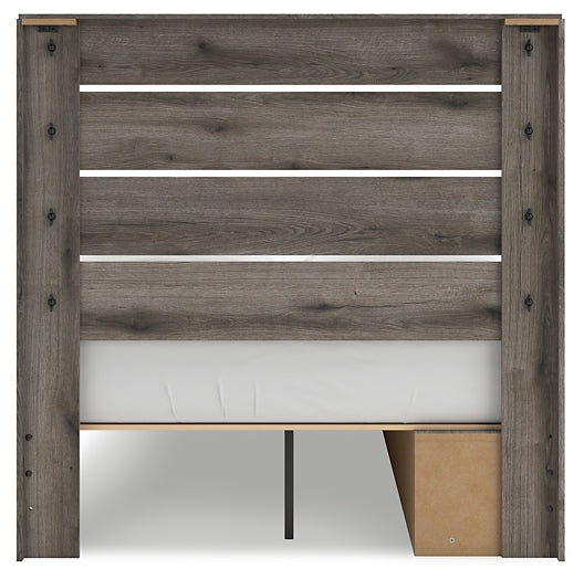 Graystorm Full Panel Storage Bed, Dresser, Mirror and Nightstand
