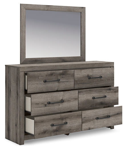 Graystorm Full Panel Bed with Storage, Dresser and Mirror