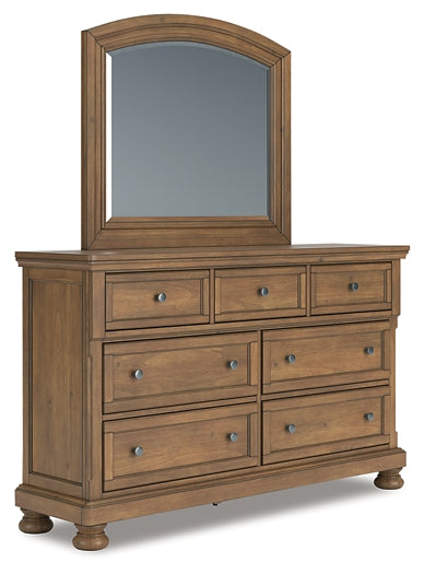 Feddinger Queen Panel Bed with Mirrored Dresser