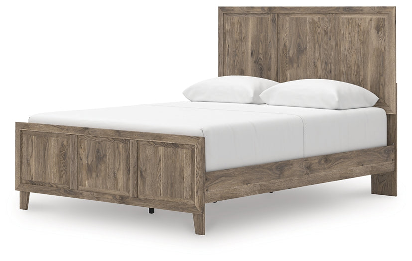 Rusticott Queen Panel Bed with Mirrored Dresser