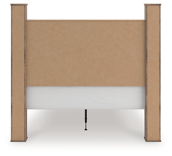 Rusticott Queen Poster Bed with Mirrored Dresser