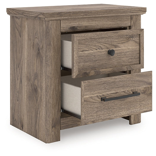 Rusticott California King Poster Bed with Mirrored Dresser and Nightstand
